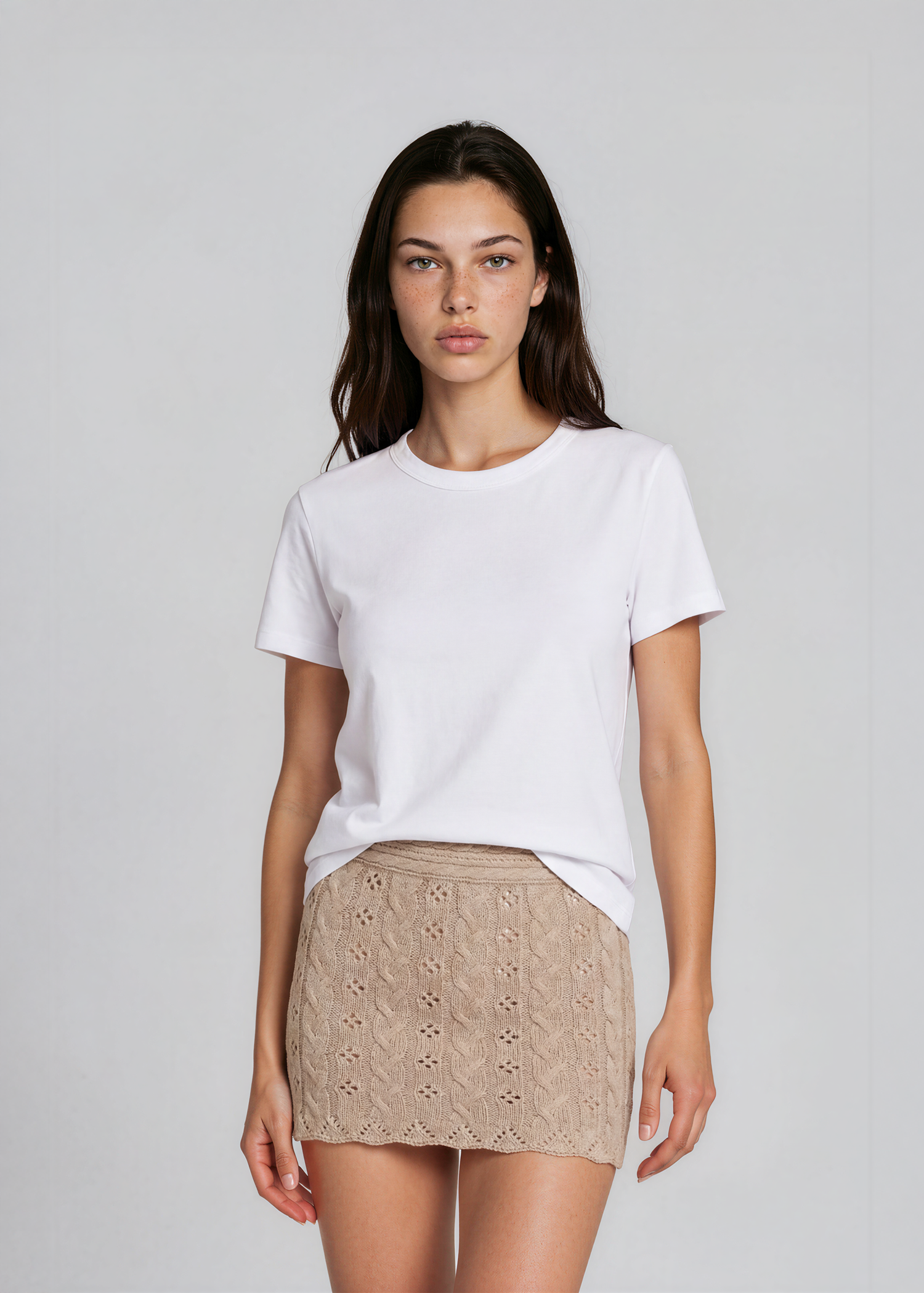 Valentino Tan Crochet Mini Skirt