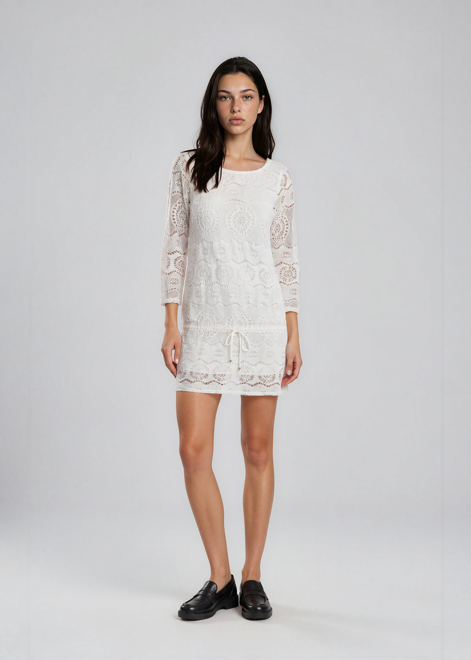 Ralph Lauren White Crochet Long Sleeve Mini Dress