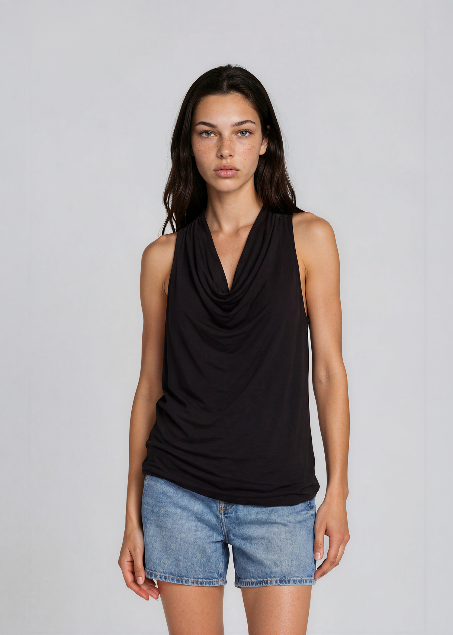 Yigal Azrouel Black Cowl Neck Tank