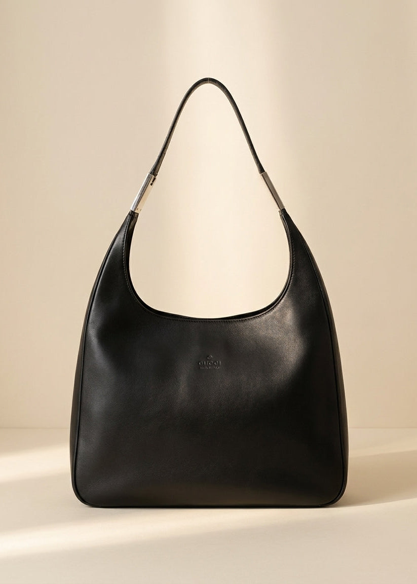 Gucci Tom Ford Black Leather Hobo Bag