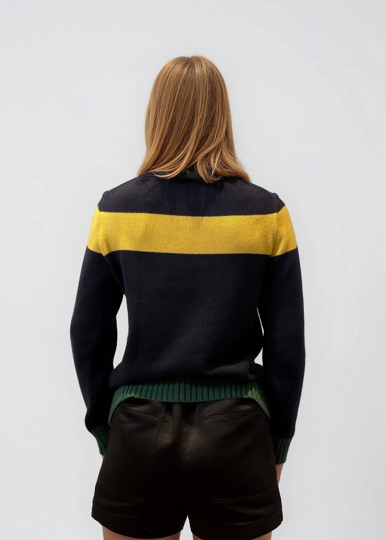 Polo Ralph Lauren Green & Yellow Striped Quarterzip Sweater