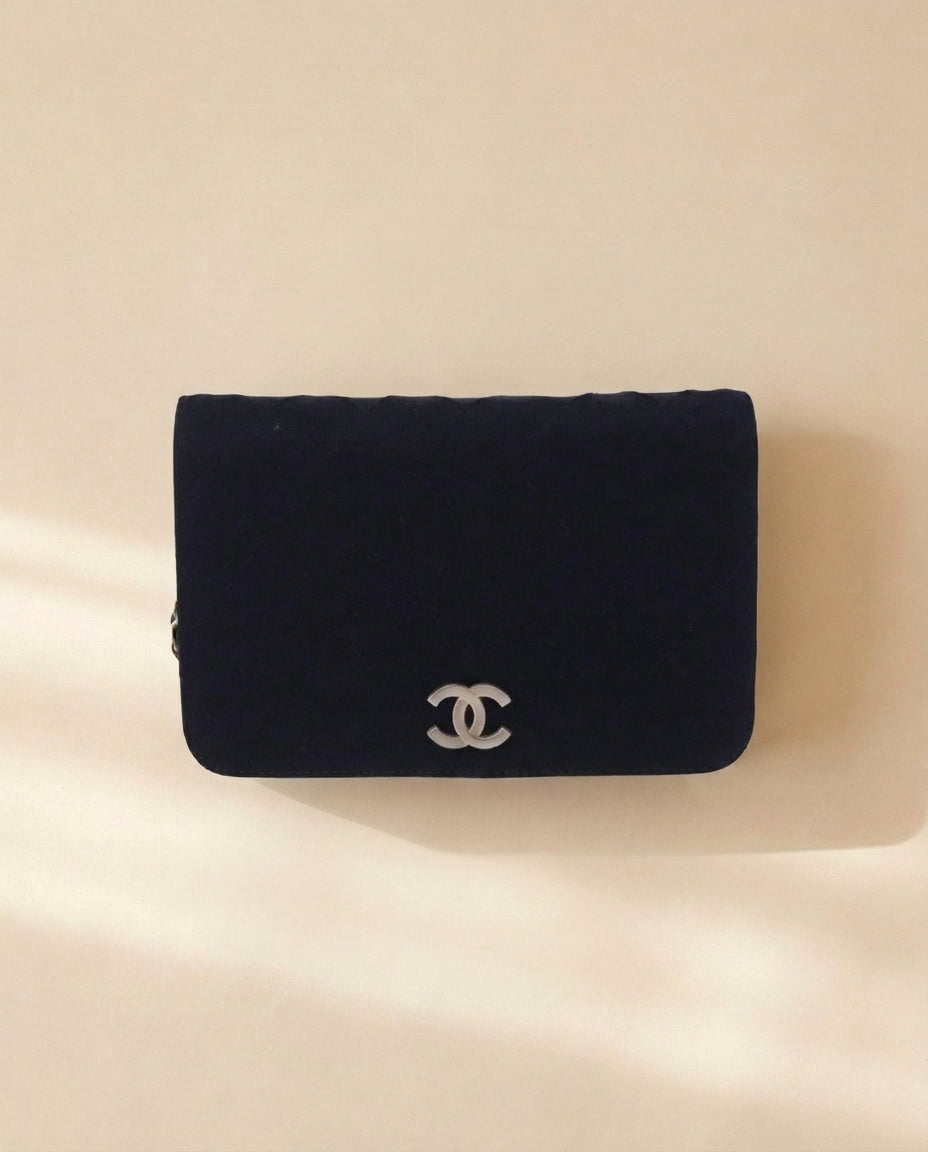 Chanel Navy Cotton Flap Bag