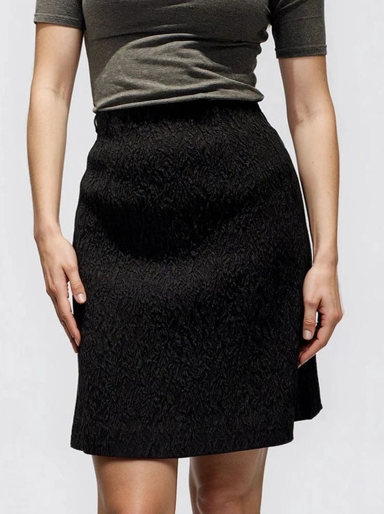 Miu Miu Black Textured Midi Skirt