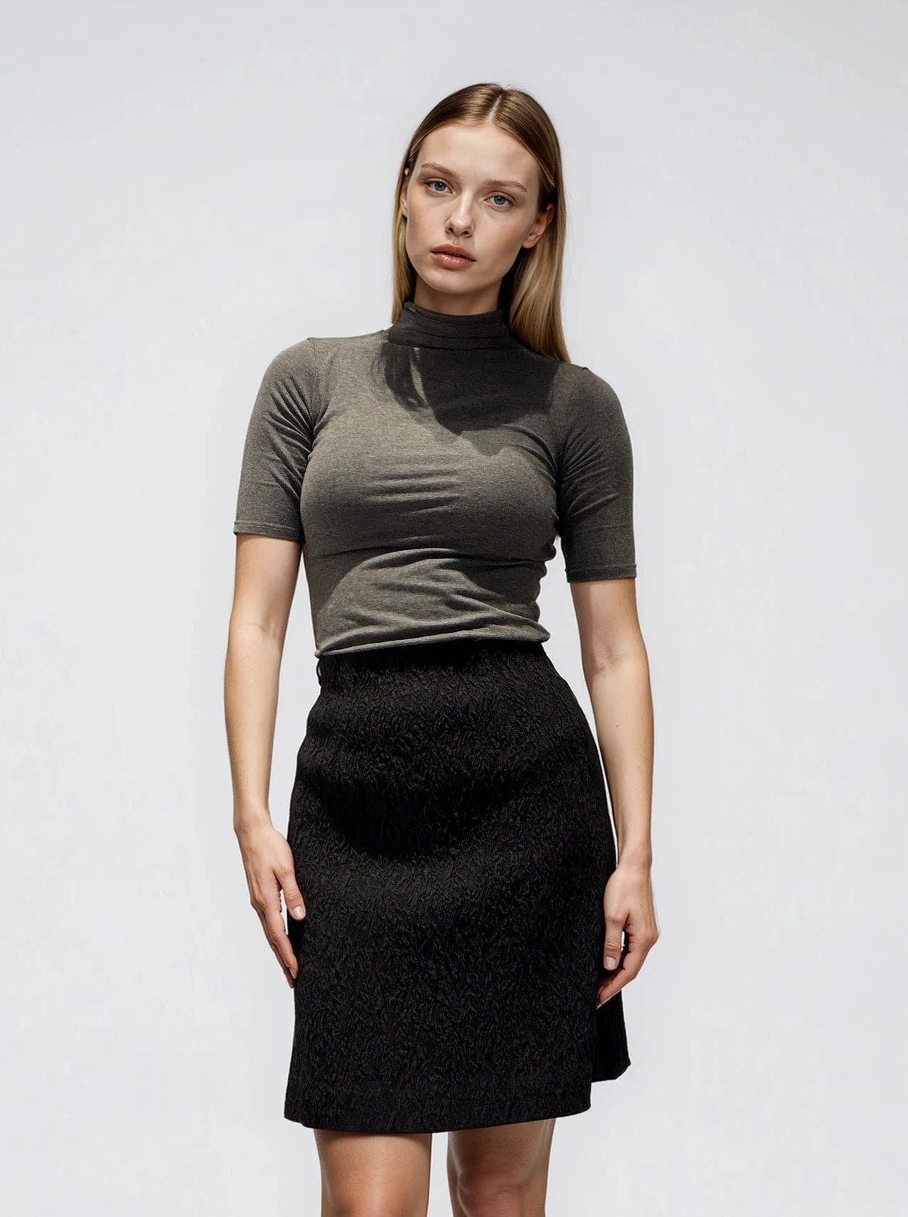 Miu Miu Black Textured Midi Skirt