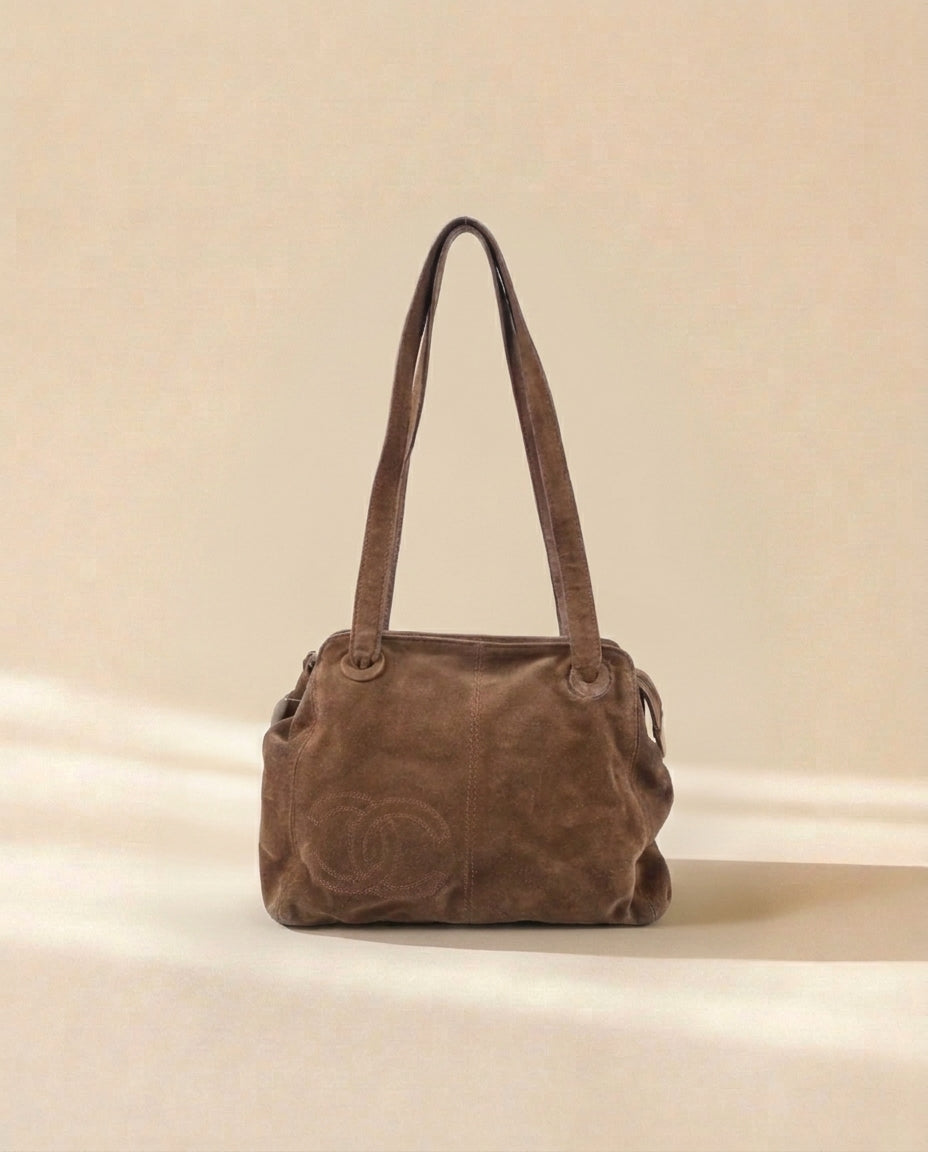 Chanel Brown Suede Shoulder Bag