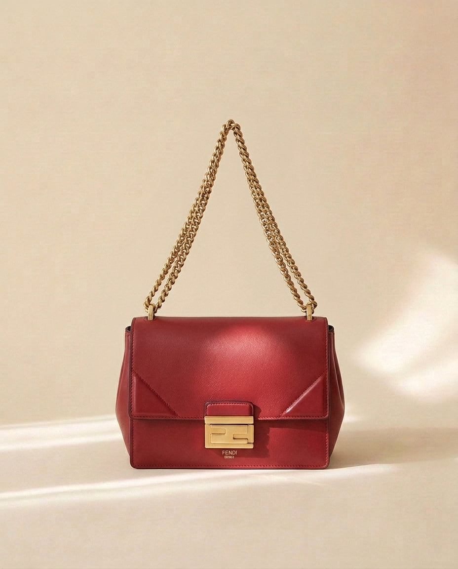 Fendi Red Leather Shoulder Bag