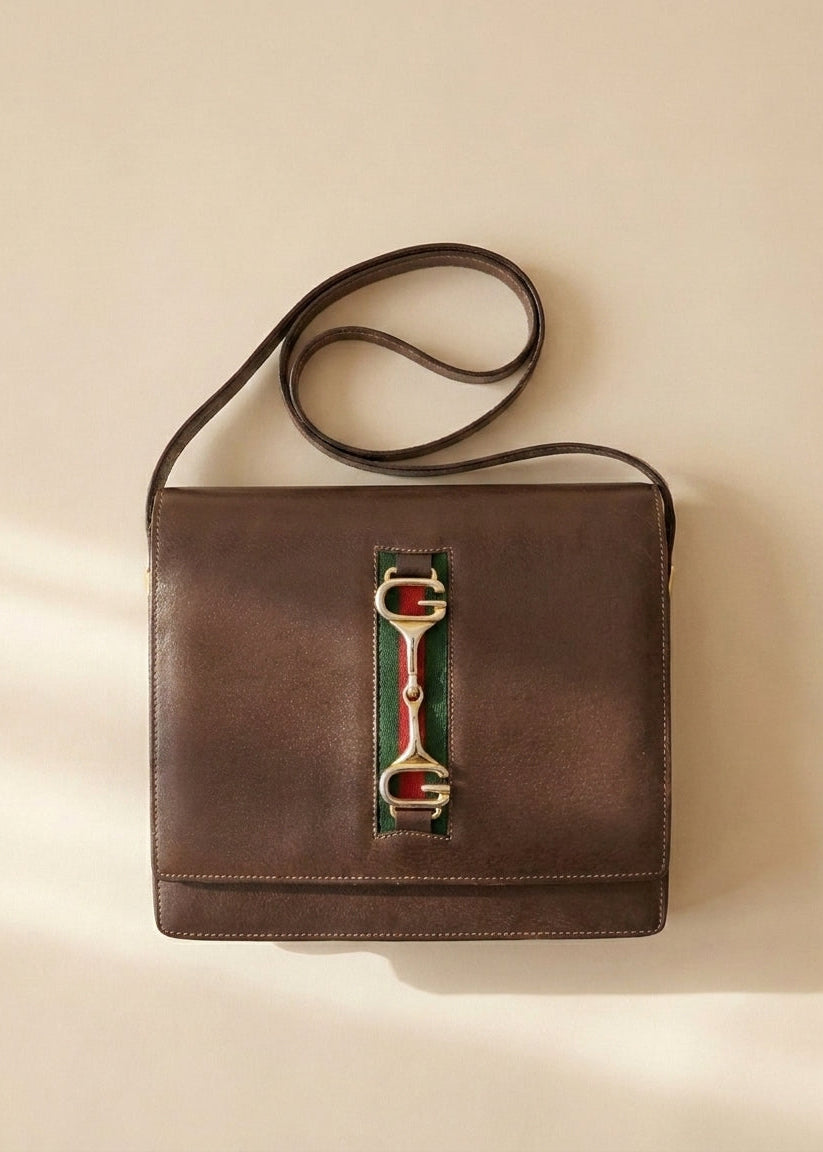 Gucci Brown Leather Horsebit Shoulder Bag