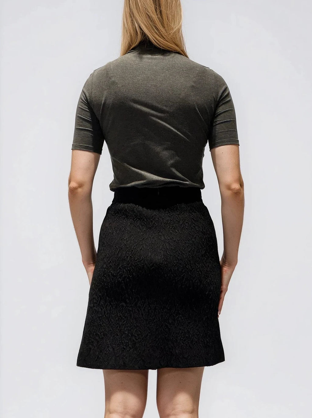 Miu Miu Black Textured Midi Skirt