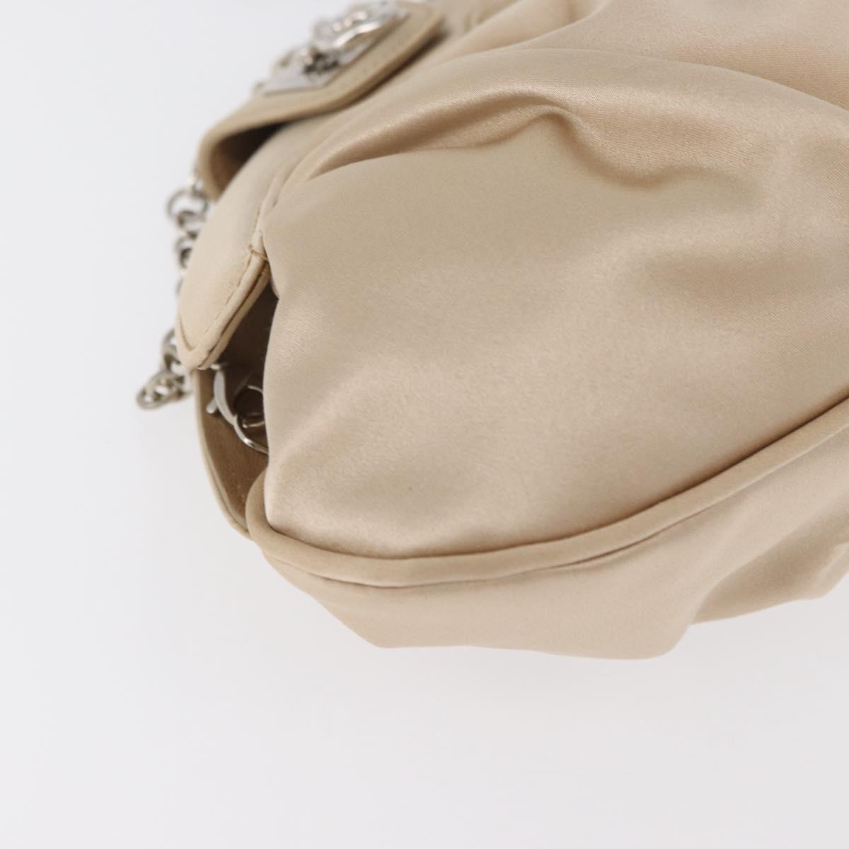 Ferragamo Beige Satin Evening Handbag