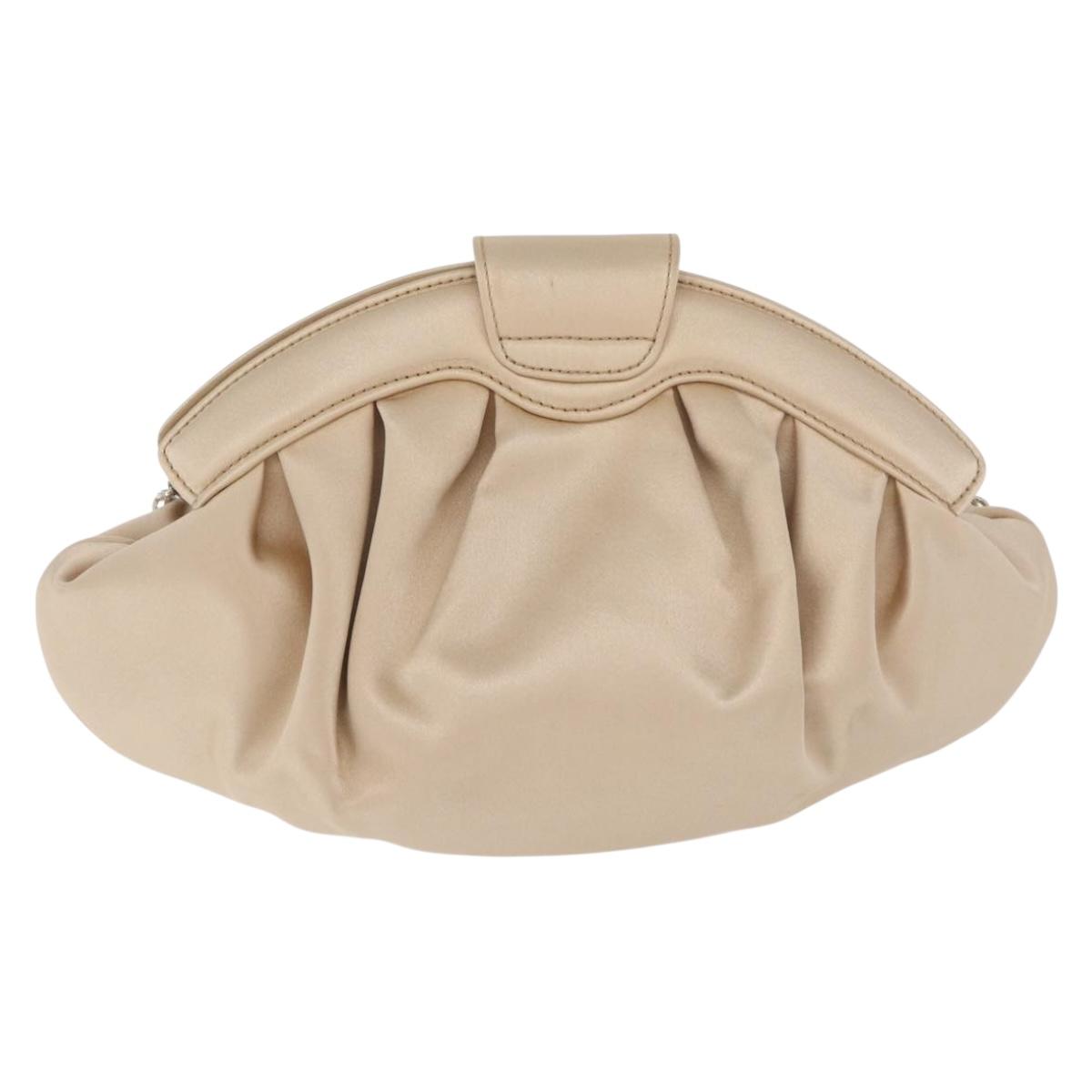 Ferragamo Beige Satin Evening Handbag
