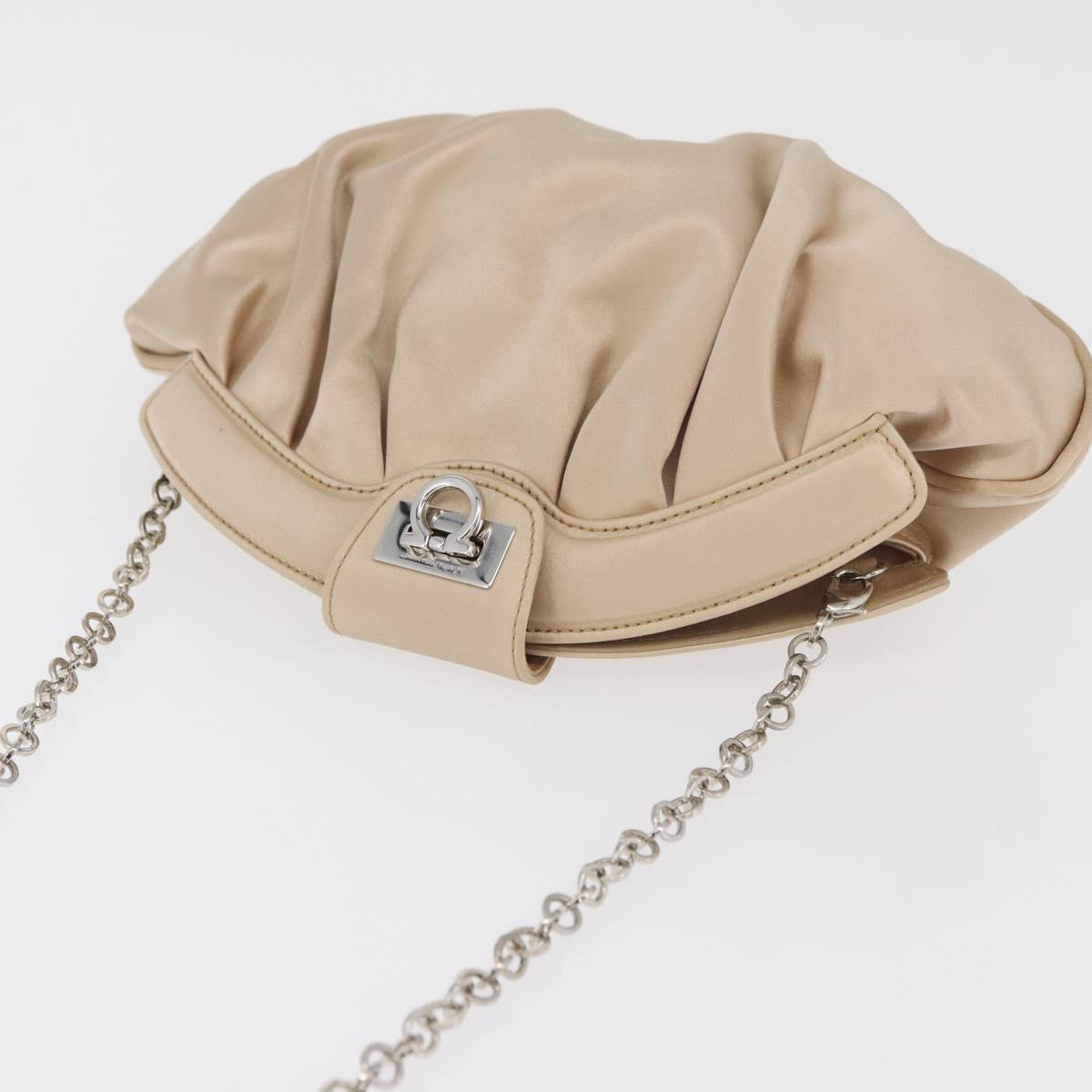 Ferragamo Beige Satin Evening Handbag