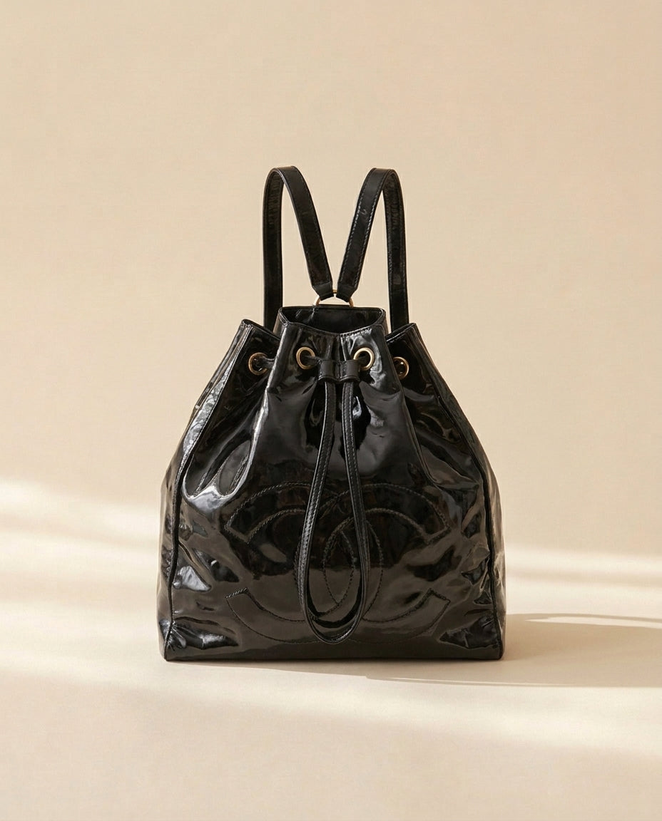 Chanel Black Patent Backpack