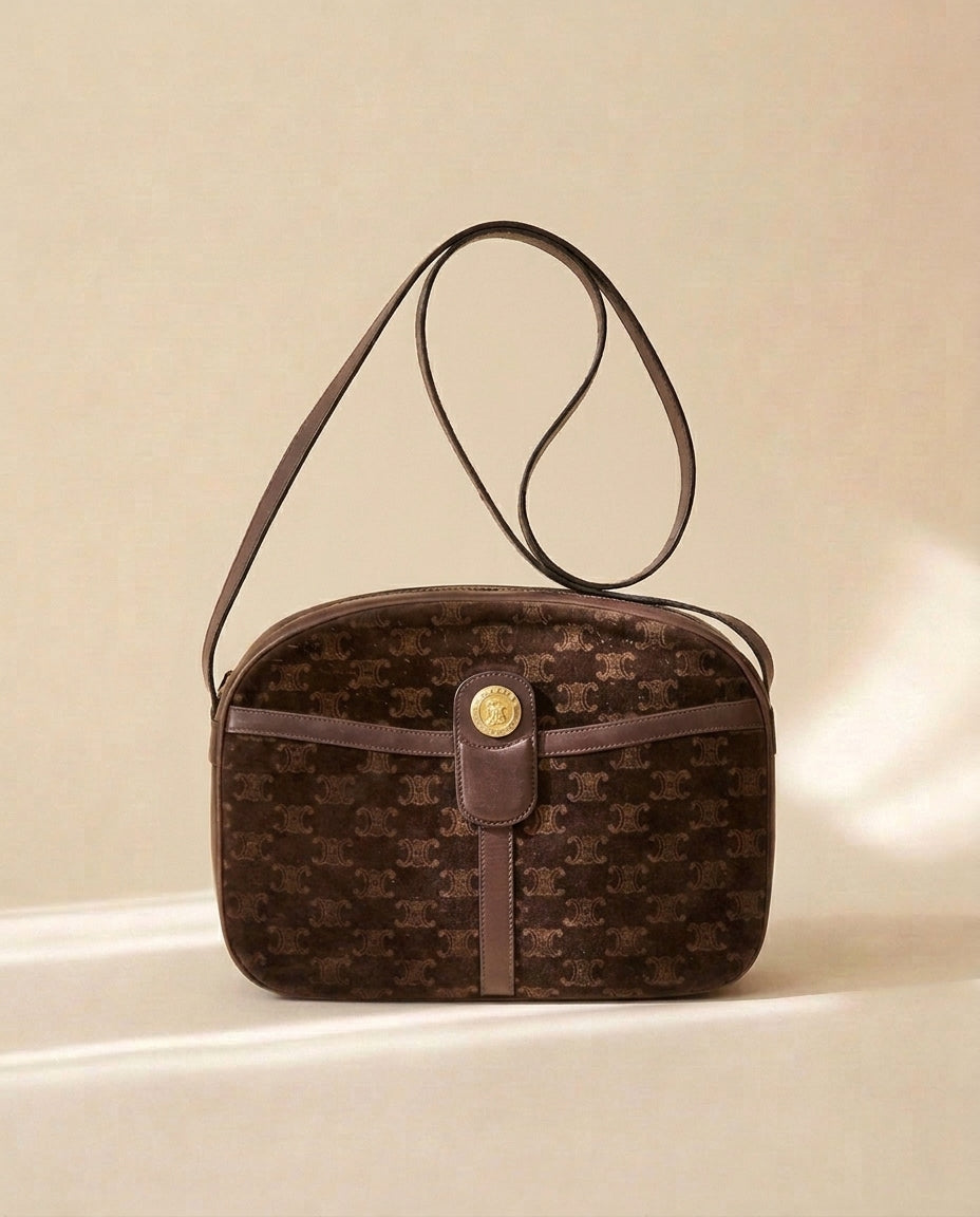 Celine Brown Suede Shoulder Bag
