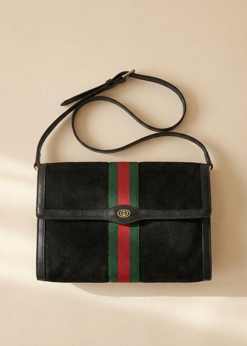Gucci Black Monogram Sherry Line Crossbody
