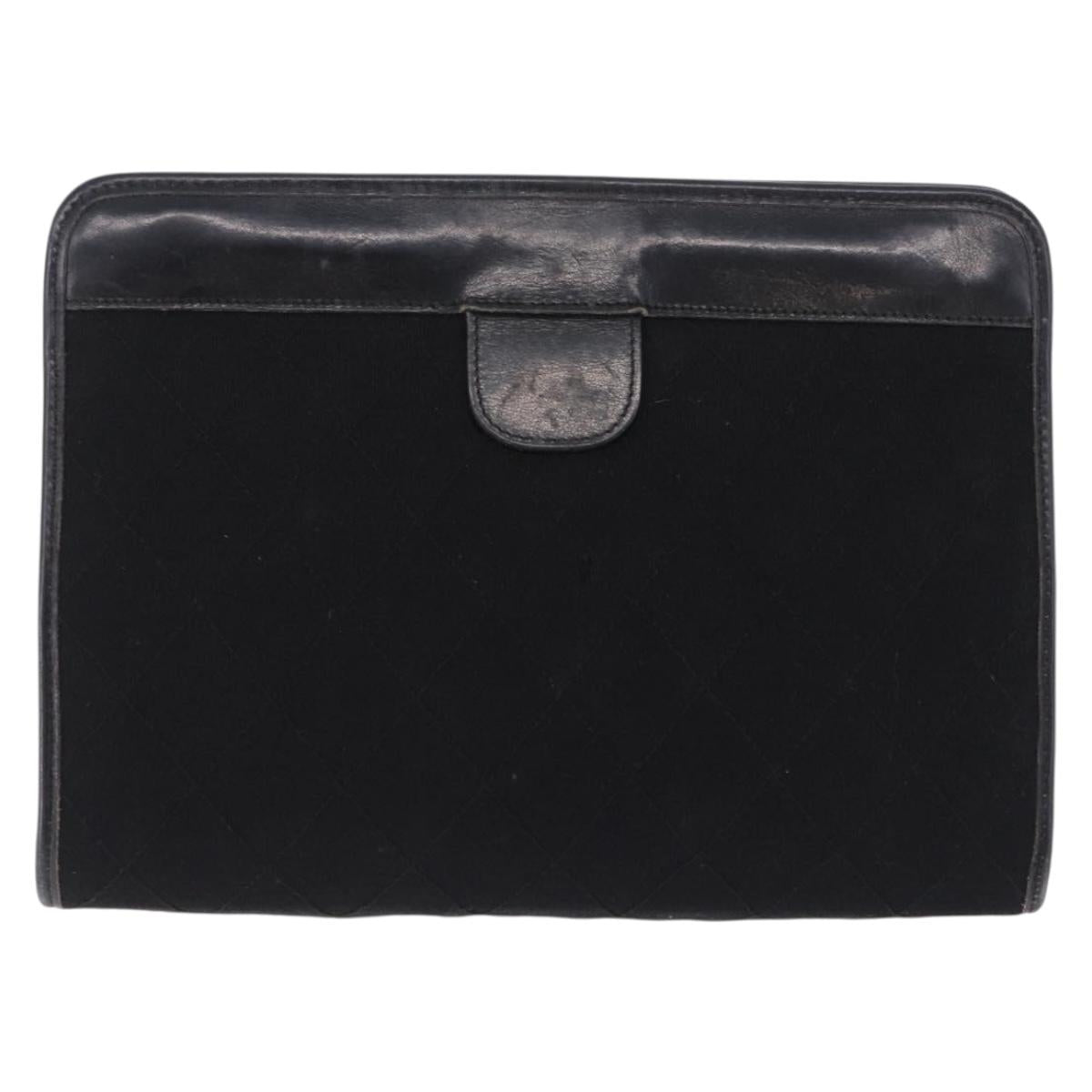 Chanel Black Cotton Clutch