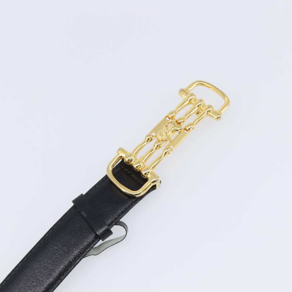 Celine Black Leather Belt with Gold Horsecarriage Details
