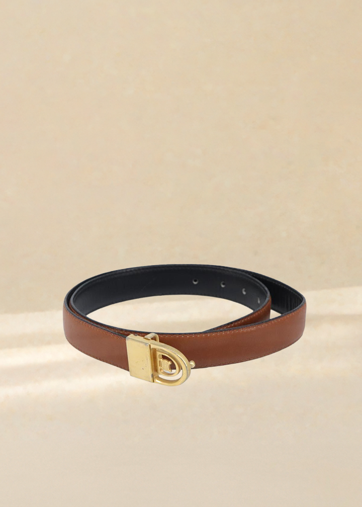 Celine Tan Leather Macadam Belt