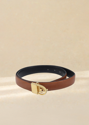 Celine Tan Leather Macadam Belt