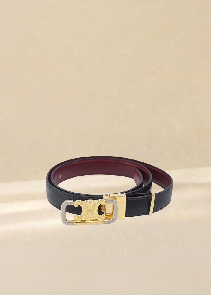 Celine Black and Burgundy Macadam Belt