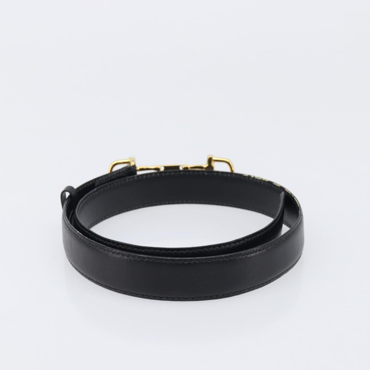 Celine Black Leather Belt with Gold Horsecarriage Details