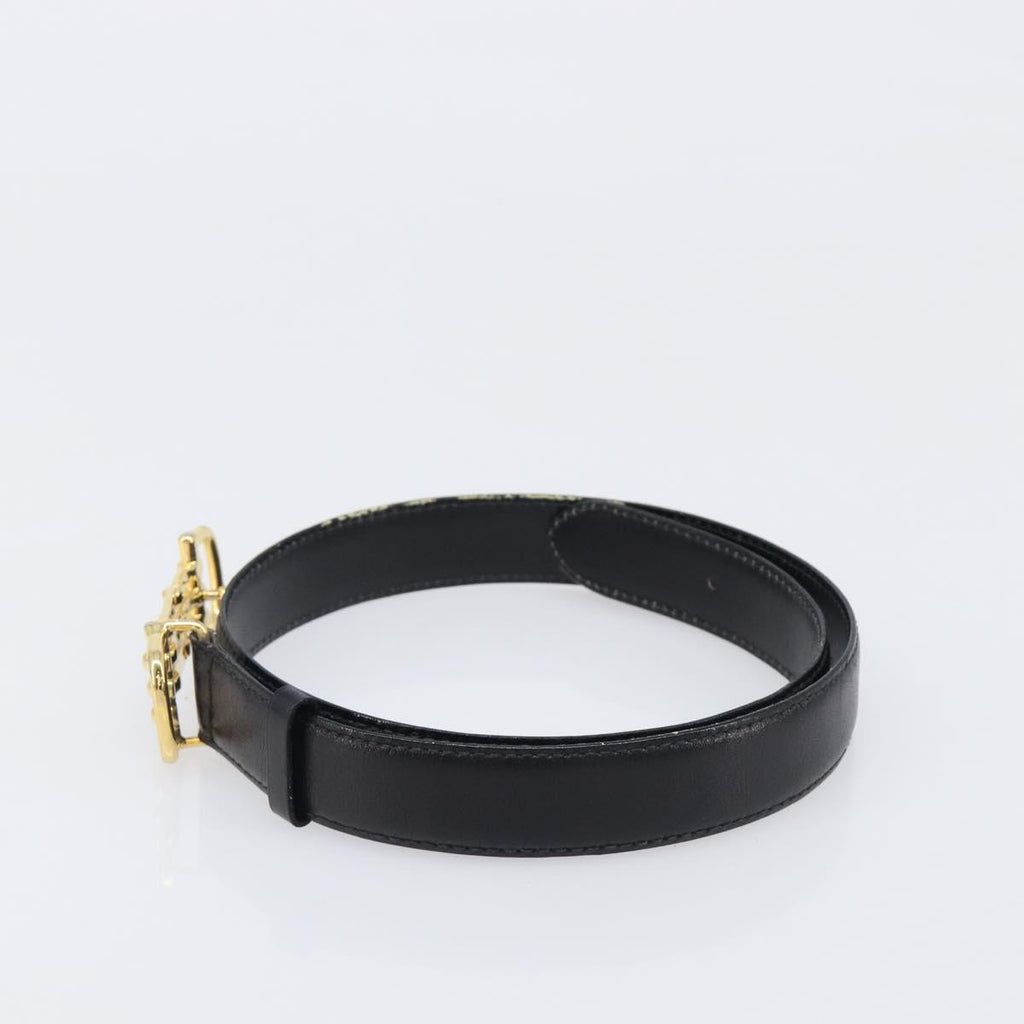 Celine Black Leather Belt with Gold Horsecarriage Details