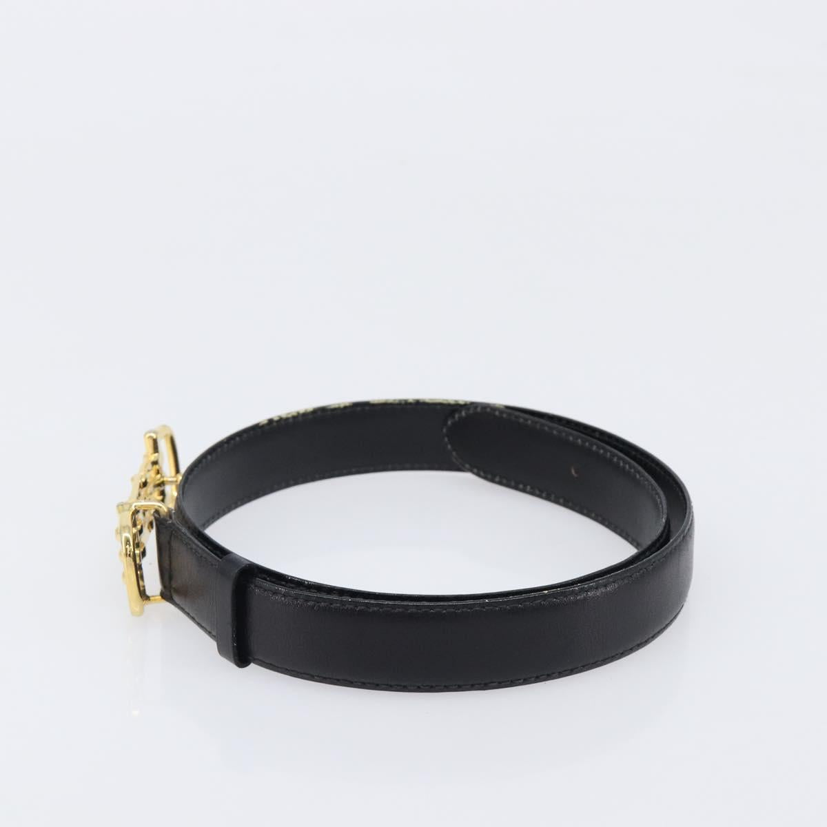 Celine Black Leather Belt with Gold Horsecarriage Details