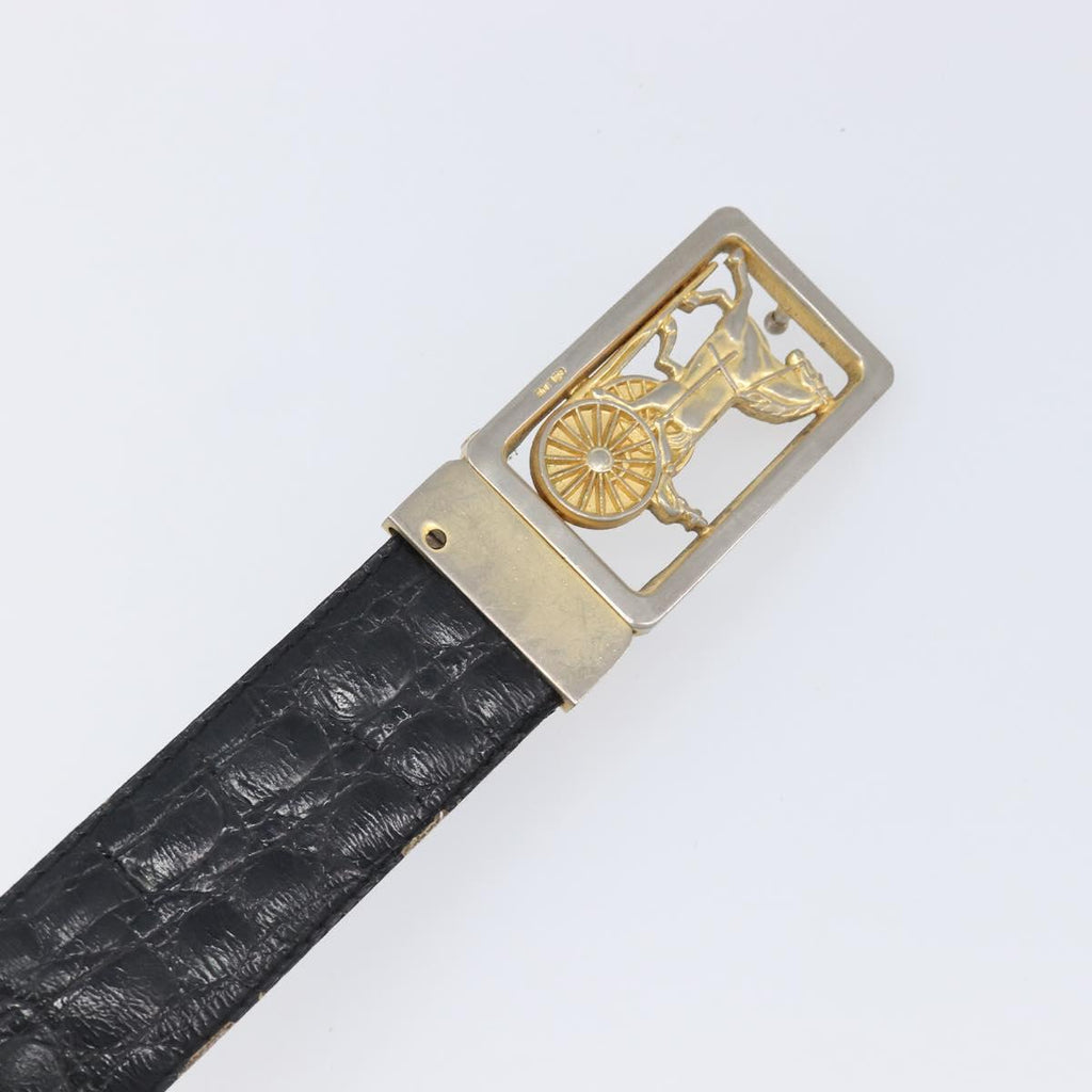 Celine Gold Carriage Logo Black Belt