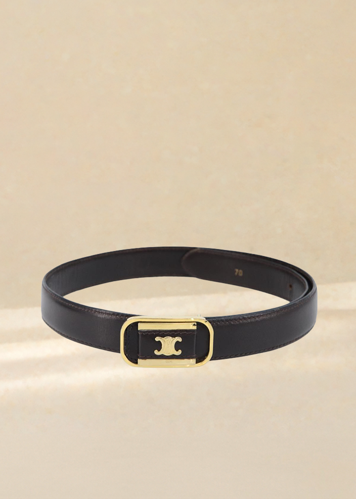 Celine Gold Classic Logo Black Belt