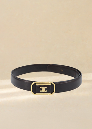 Celine Gold Classic Logo Black Belt