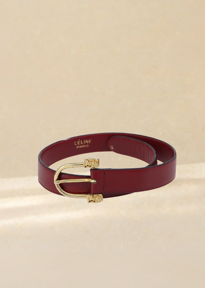 Celine Red Classic Buckle Belt
