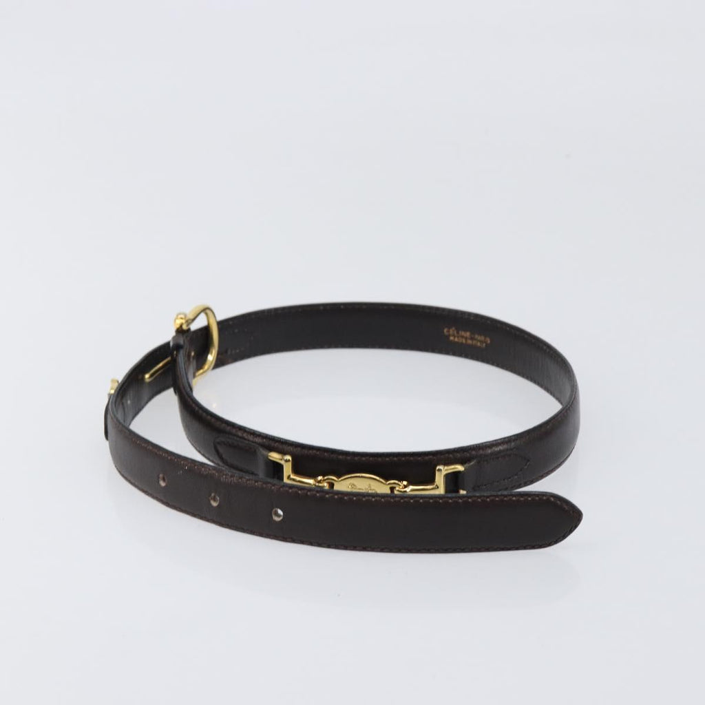 Celine Gold Horsebit Logo Black Belt
