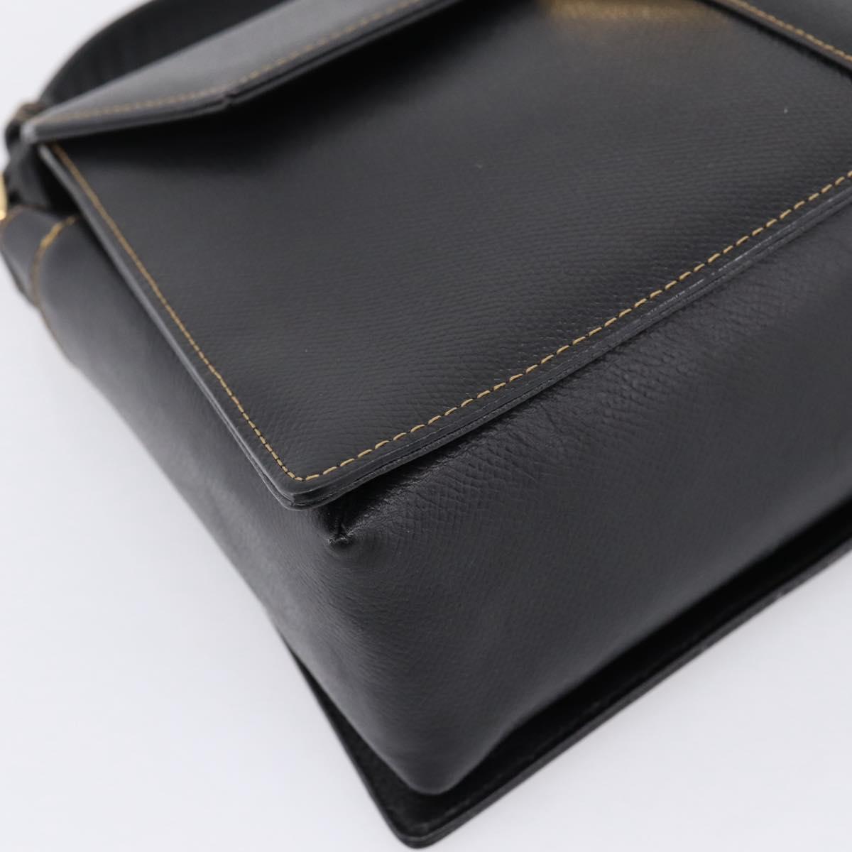 Valentino Contrast Stitched Black Leather Shoulder Bag