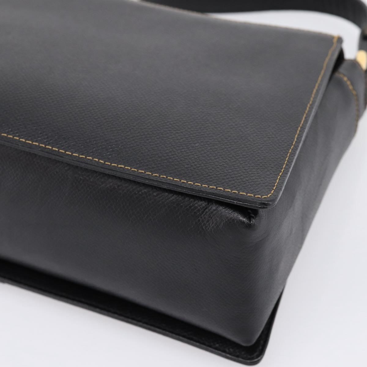 Valentino Contrast Stitched Black Leather Shoulder Bag
