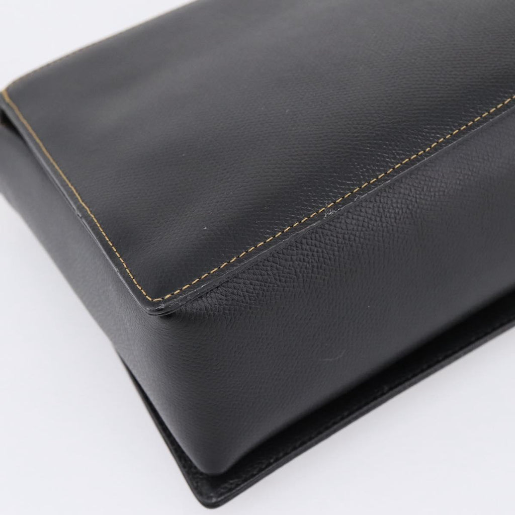 Valentino Contrast Stitched Black Leather Shoulder Bag
