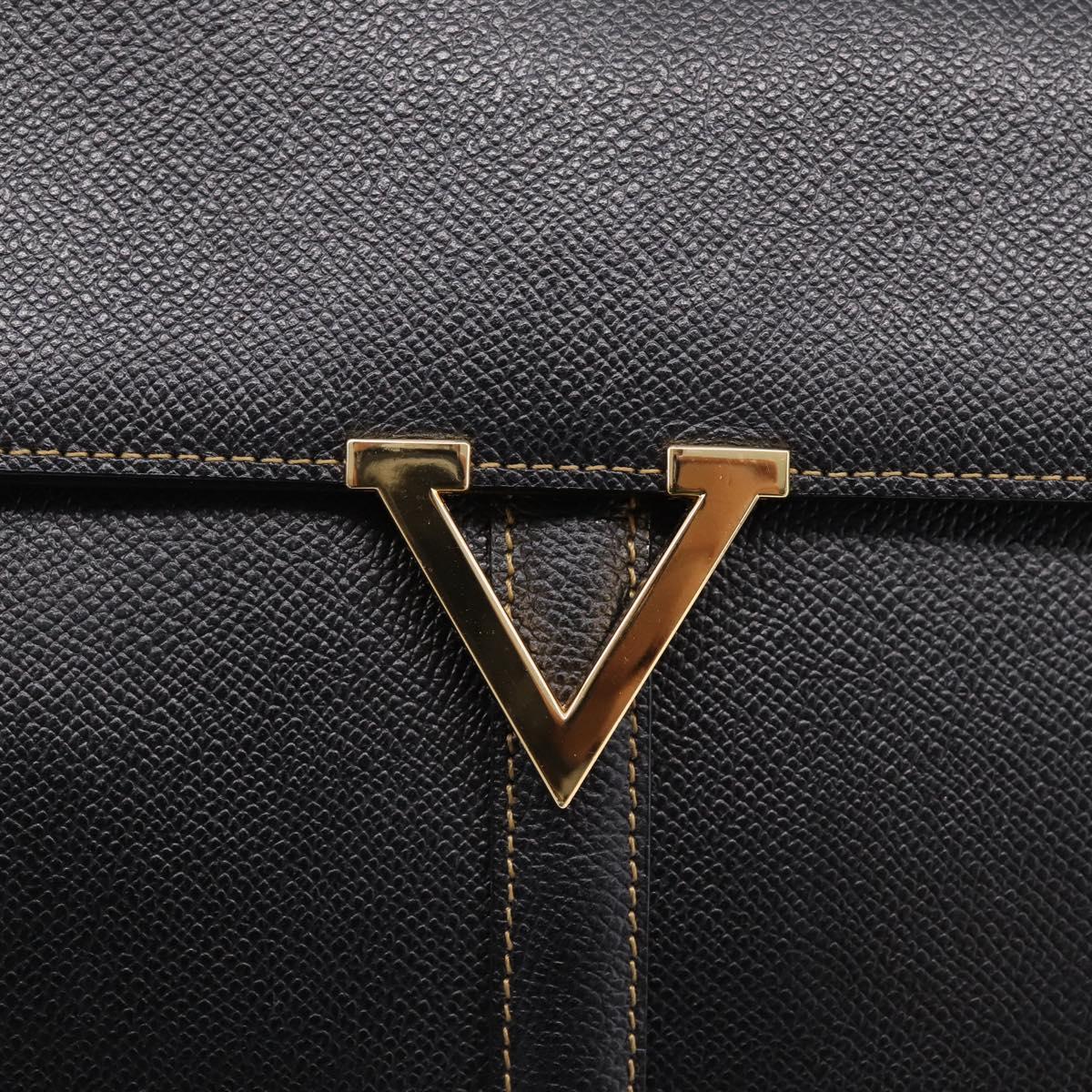 Valentino Contrast Stitched Black Leather Shoulder Bag