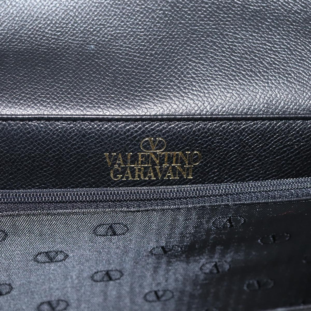 Valentino Contrast Stitched Black Leather Shoulder Bag