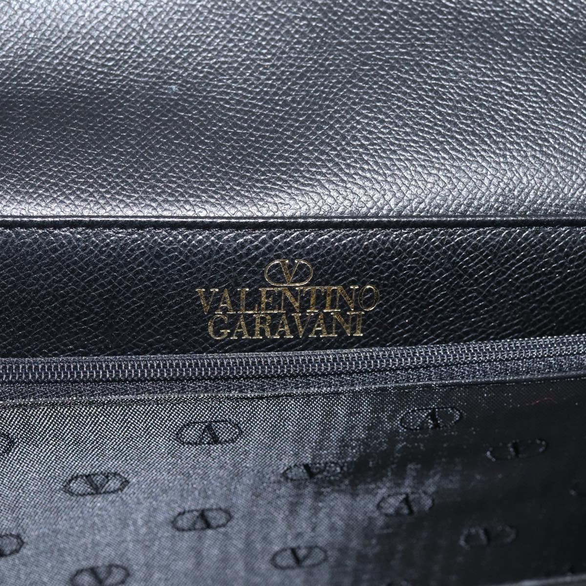 Valentino Contrast Stitched Black Leather Shoulder Bag