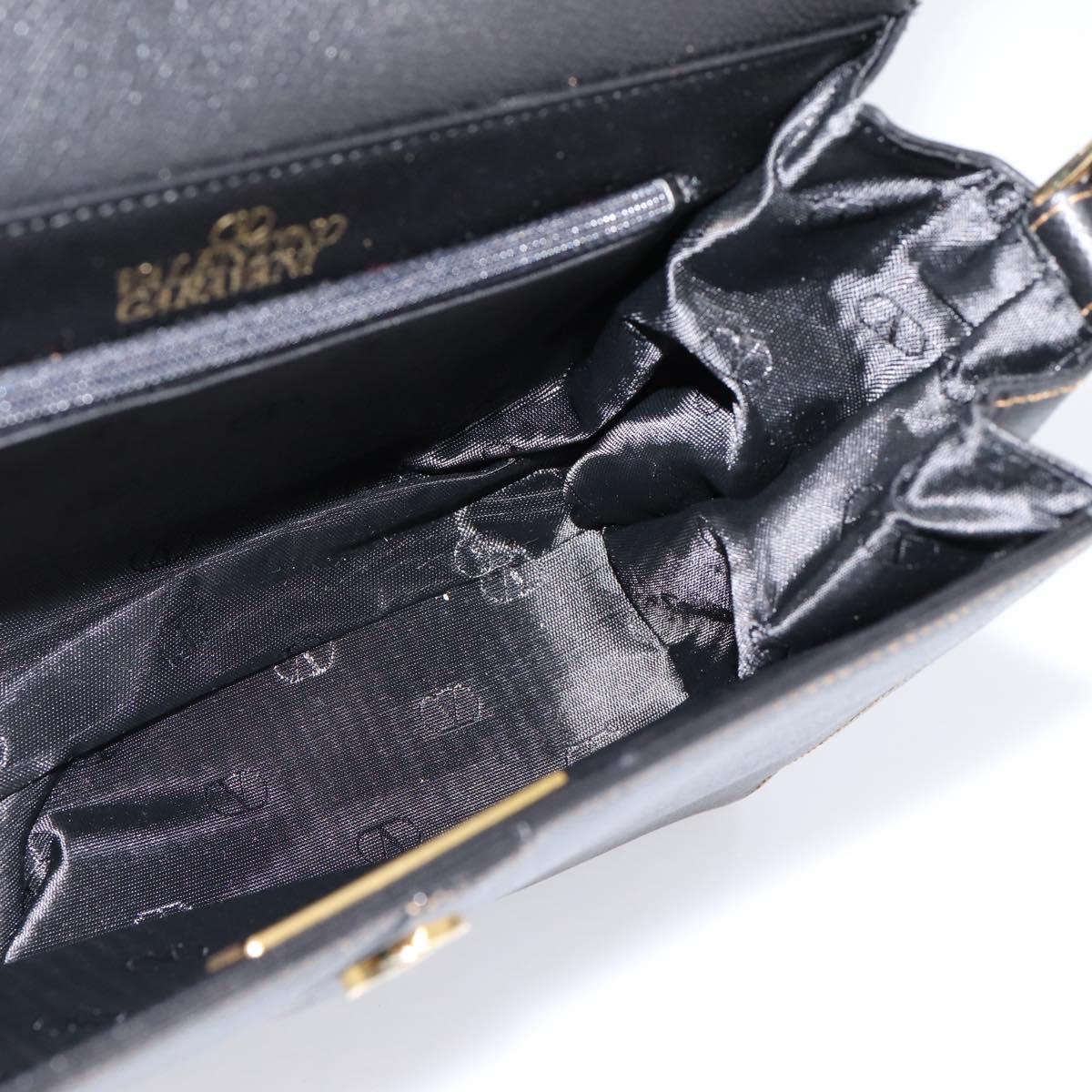 Valentino Contrast Stitched Black Leather Shoulder Bag