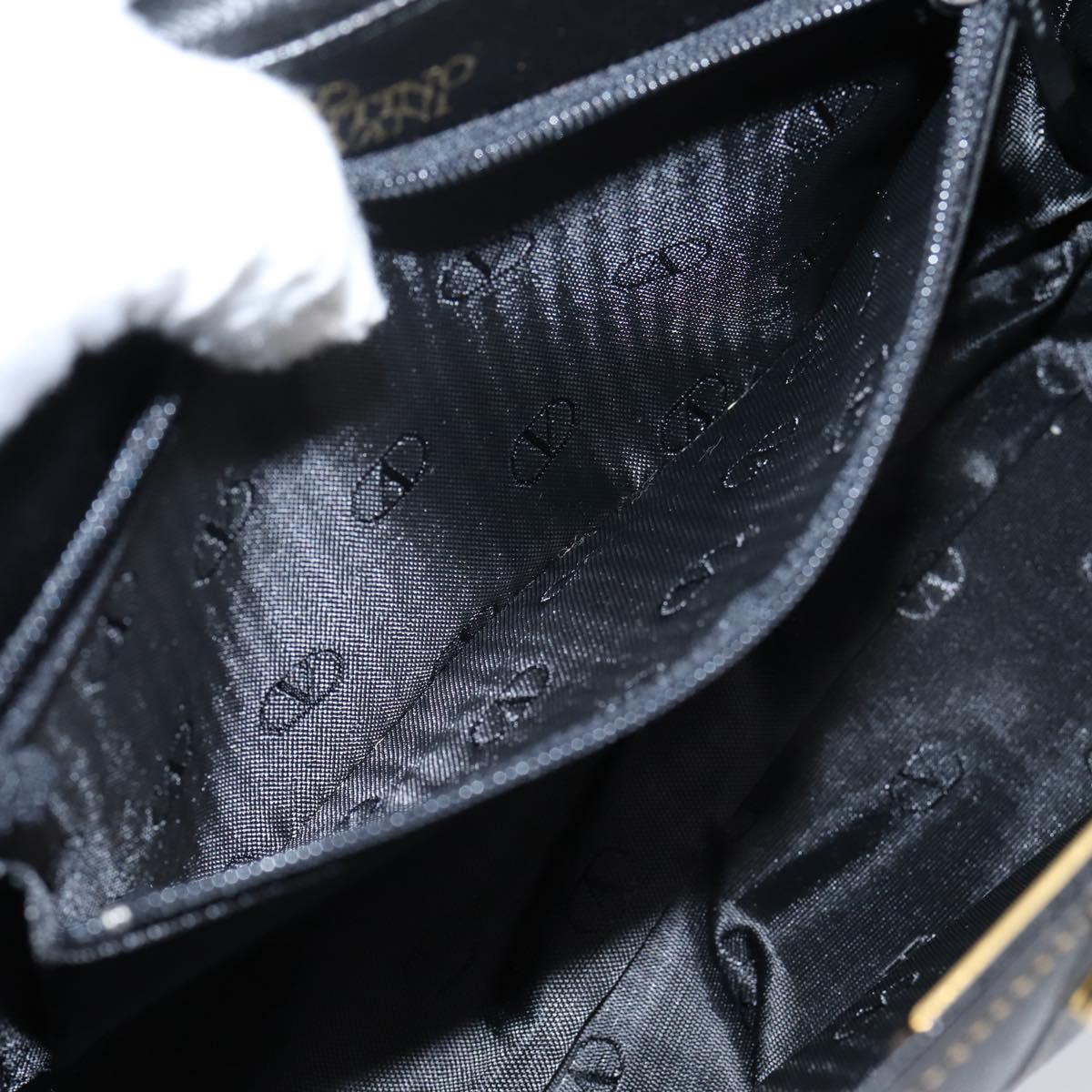 Valentino Contrast Stitched Black Leather Shoulder Bag