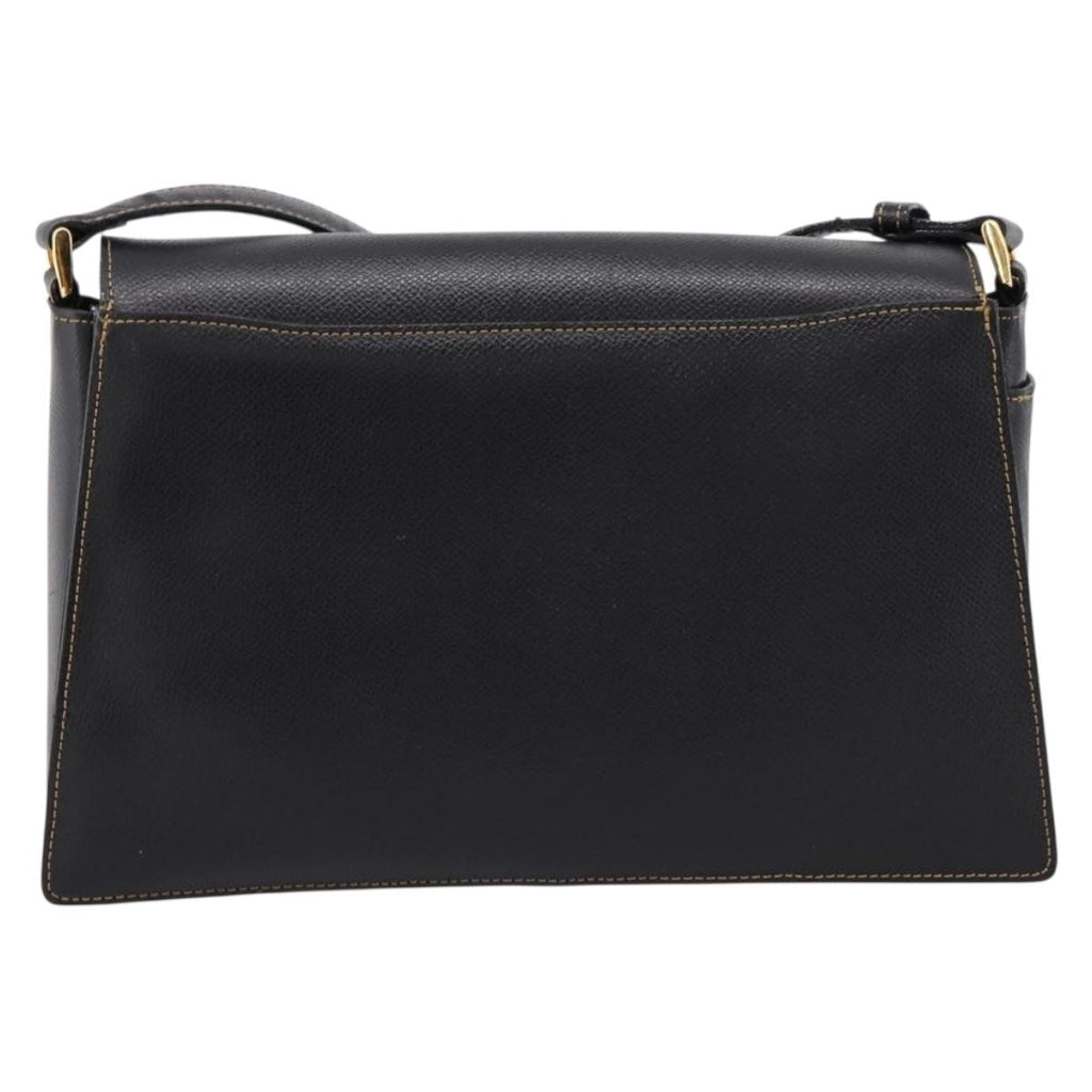 Valentino Contrast Stitched Black Leather Shoulder Bag