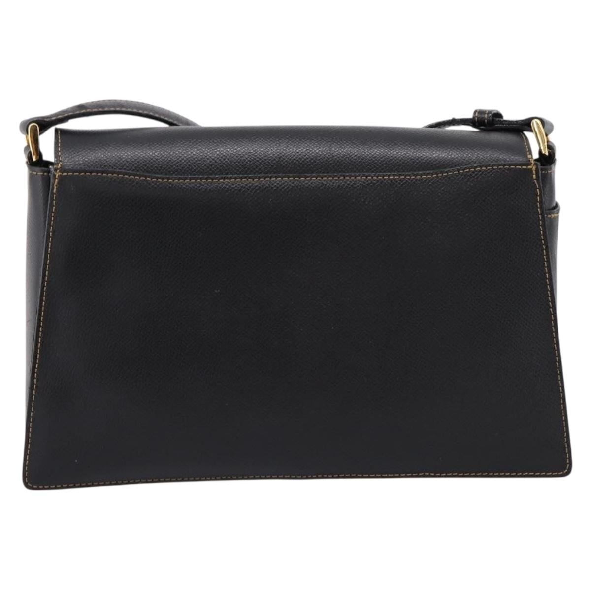 Valentino Contrast Stitched Black Leather Shoulder Bag