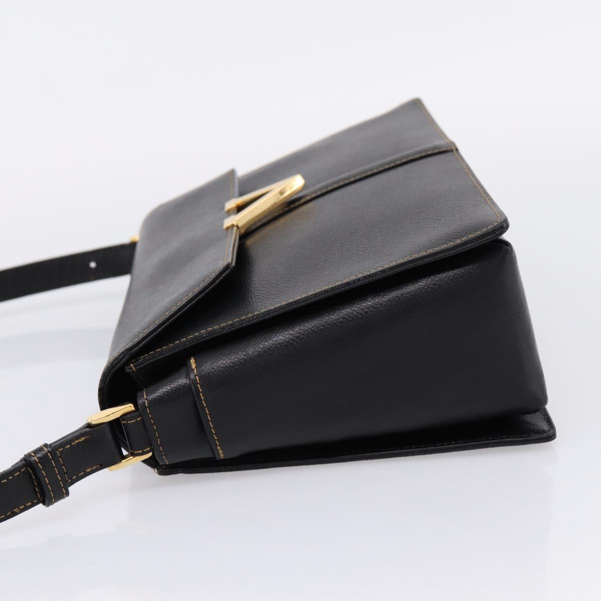 Valentino Contrast Stitched Black Leather Shoulder Bag
