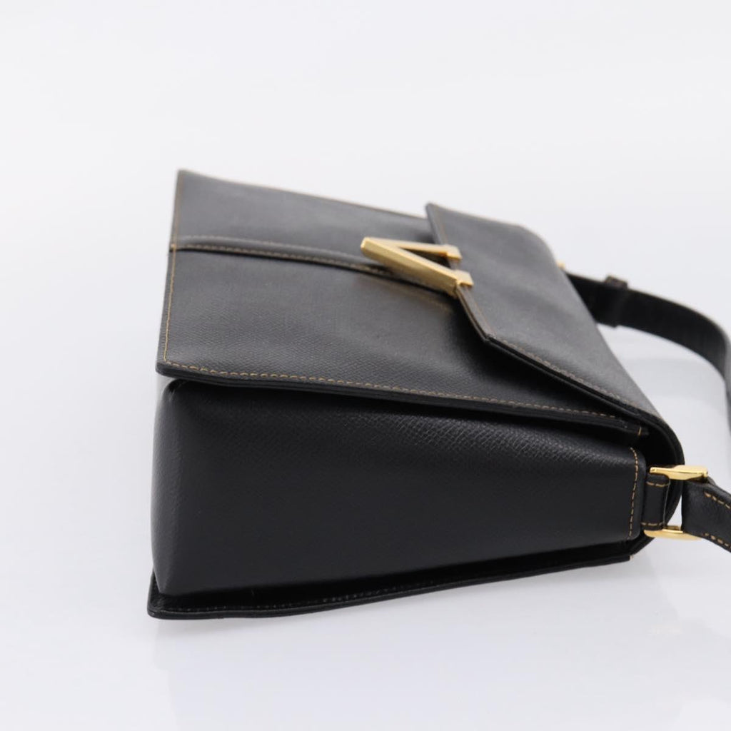 Valentino Contrast Stitched Black Leather Shoulder Bag