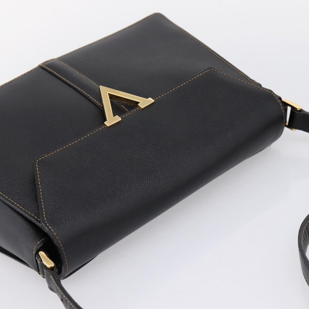 Valentino Contrast Stitched Black Leather Shoulder Bag