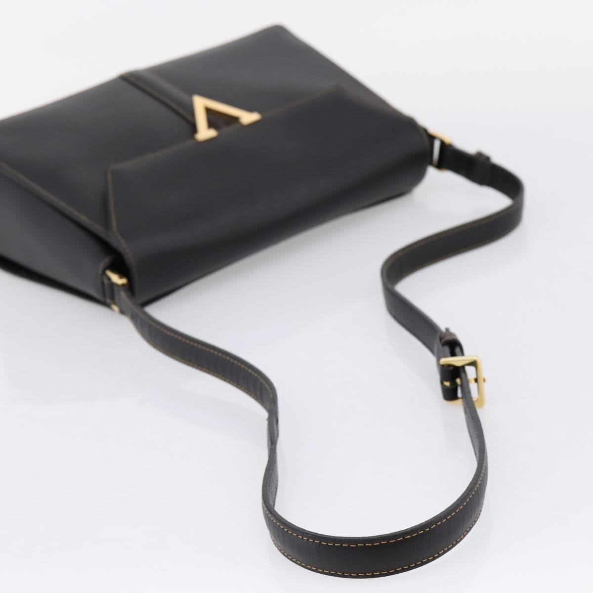 Valentino Contrast Stitched Black Leather Shoulder Bag