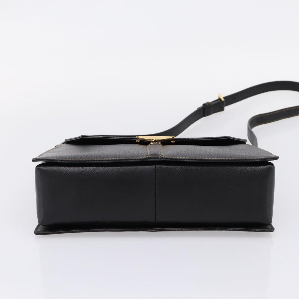 Valentino Contrast Stitched Black Leather Shoulder Bag