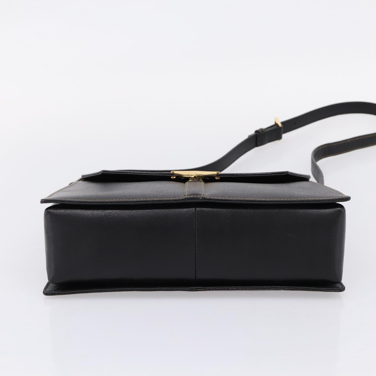 Valentino Contrast Stitched Black Leather Shoulder Bag