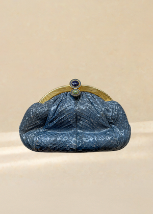 Judith Leiber Blue Snakeskin Handbag