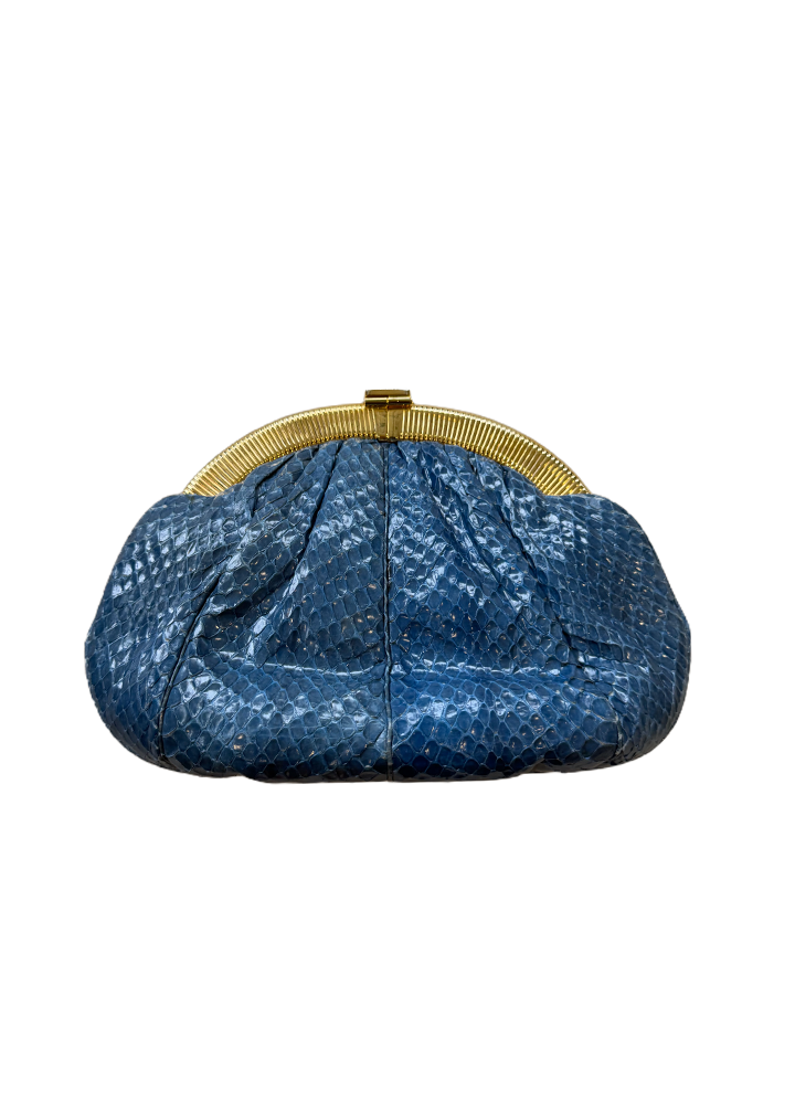 Judith Leiber Blue Snakeskin Handbag
