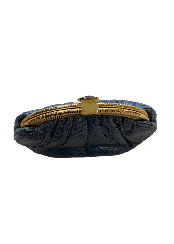 Judith Leiber Blue Snakeskin Handbag